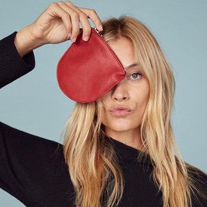 Baggu red leather pouch